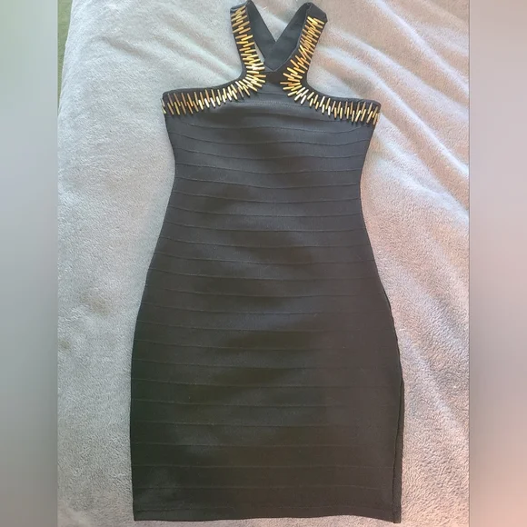 Forever 21 | Dresses | Black Bandage Dress With Gold Details | Poshmark